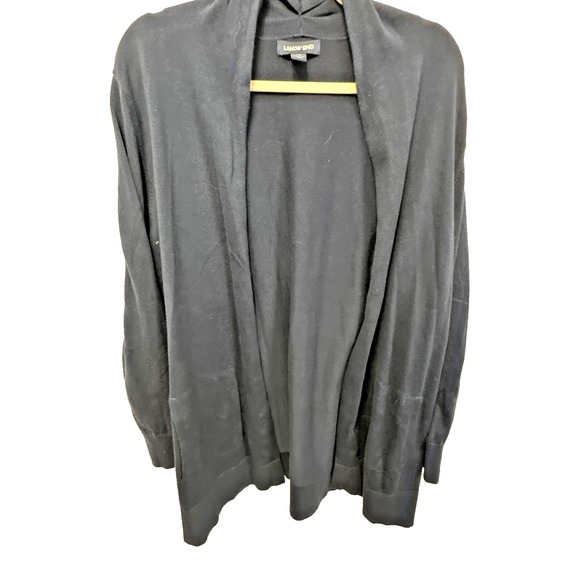 Lands End Cardigan Sweater Womens 2X Navy Open Front Duster Lightweight Pockets - Picture 1 of 9